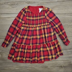 Red Plaid Long Sleeve Dress